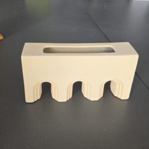 Mercado - Matte cream ceramic vase with an architectural Art Deco design.